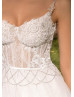 Beaded Ivory Lace Tulle Open Back Fairytale Wedding Dress